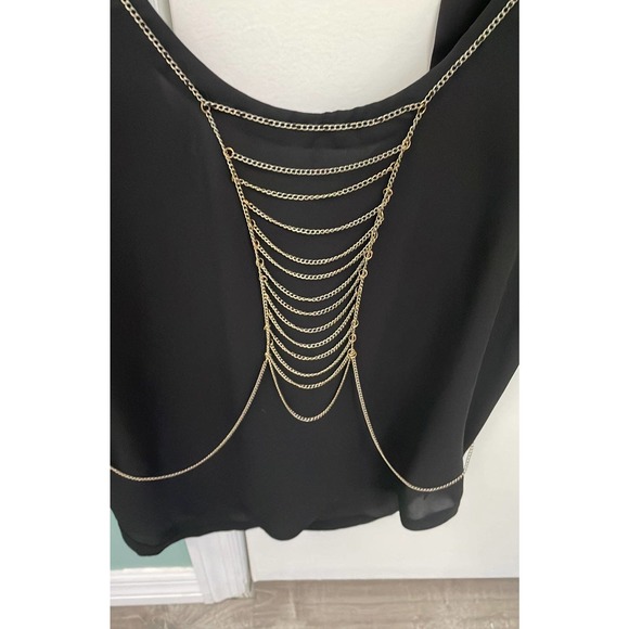 BEBE Y2K CHAIN BLACK SOPHISTICATED SHIRT XS - Picture 6 of 6